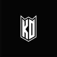KD Logo monogram with shield shape designs template vector