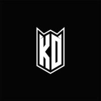 KD Logo monogram with shield shape designs template vector