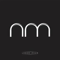 NM Initial Letter Split Lowercase Logo Modern Monogram Template Isolated on Black White vector