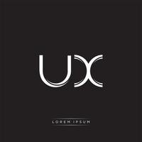 UX Initial Letter Split Lowercase Logo Modern Monogram Template Isolated on Black White vector