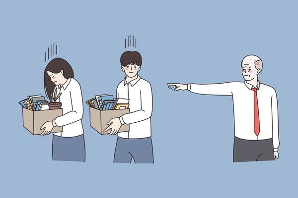 Angry Boss Dismiss Sad Employee. Unemployed Man Stock Illustration -  Illustration of dismissal, design: 139043120