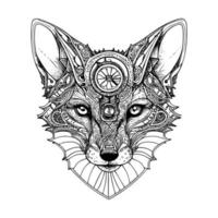 steampunk fox drawing showcases a sleek and cunning mechanical creature with brass fittings, clockwork components and a hint of mischief in its eyes vector