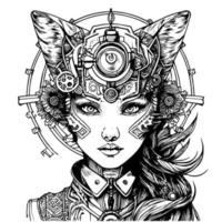 Steampunk niña ilustraciones abrazando el retro-futurista estético de estos único caracteres Steampunk sirena el intrincado y negrita estilo vector