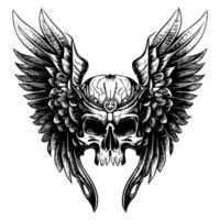 cráneo y alas es un popular símbolo en gótico cultura y a menudo representa muerte, libertad, y rebelión. eso lata además ser visto en tatuaje Arte vector