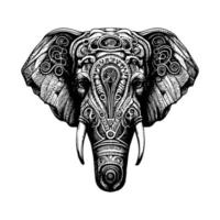 Elephant King logo illustration depicts a majestic elephant, adorned with intricate patterns and a golden crown, exuding power and grace vector