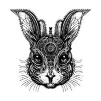 steampunk rabbit bunny logo is a whimsical and creative symbol of curiosity and ingenuity. It blends the charm of a classic bunny with a futuristic steampunk aesthetic vector