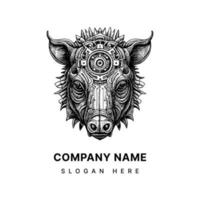 boar logo features a stylized image of a wild boar, typically associated with strength, courage, and ferocity in many cultures vector