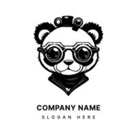 anime kawaii panda logo is absolutely adorable The panda's round face and big eyes give it a cute and friendly look vector
