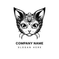 cute cat tribal tattoo features a stylized image of a feline with bold, black lines and intricate patterns. It's a purrfect choice for cat lovers vector