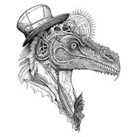 Steampunk animal criatura es un mecánico maravilla de el imaginación, combinatorio el gracia de naturaleza con el poder de impulsado por vapor maquinaria vector