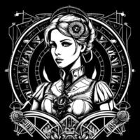 Steampunk niña ilustraciones abrazando el retro-futurista estético de estos único caracteres Steampunk sirena el intrincado y negrita estilo vector