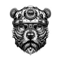 steampunk bear head is a unique and eye-catching design that combines the ruggedness of a bear with the intricate details of steampunk machinery vector