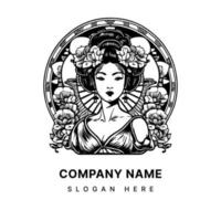 Japanese geisha logo is a traditional symbol of beauty, elegance, and grace. It is often used in products related to beauty and luxury vector