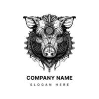 boar logo features a stylized image of a wild boar, typically associated with strength, courage, and ferocity in many cultures vector