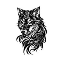 Capture the untamed spirit of the wolf with this striking tribal tattoo design, showcasing its fierce and powerful presence vector