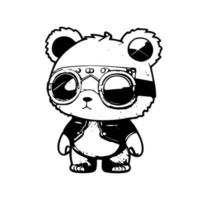 anime kawaii panda logo es absolutamente adorable el panda redondo cara y grande ojos dar eso un linda y simpático Mira vector