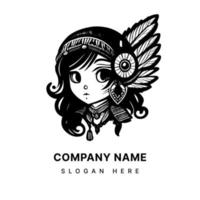 kawaii linda niña logo es un encantadoramente encantador diseño, presentando un linda estilo anime niña vector