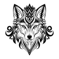 lobo tribal tatuaje es un sorprendentes diseño ese vitrinas el feroz y noble espíritu de el lobo mediante negrita negro líneas y geométrico modelo vector