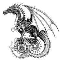 mecha dragon is a futuristic, robotic interpretation of a mythical creature. It combines the power and strength of a dragon with modern technology vector
