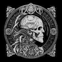 skull warrior is a fierce and intimidating figure that combines elements of human and skull anatomy. It represents death, power, and strength vector