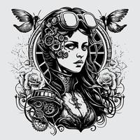 Steampunk Siren The Intricate and Bold Style of Steampunk Girl Illustrations Embracing the retro-futuristic aesthetic of these unique characters vector