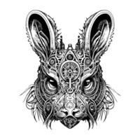 steampunk rabbit bunny logo is a whimsical and creative symbol of curiosity and ingenuity. It blends the charm of a classic bunny with a futuristic steampunk aesthetic vector