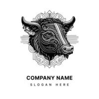 boar logo features a stylized image of a wild boar, typically associated with strength, courage, and ferocity in many cultures vector