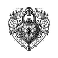 Unlock the emotions of love and vulnerability with this intricate design of a locked heart, capturing the essence of guarded feelings vector