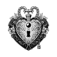 Unlock the emotions of love and vulnerability with this intricate design of a locked heart, capturing the essence of guarded feelings vector