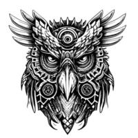 Steampunk Owl Logo is a fascinating emblem that blends the vintage charm of the Victorian era with the enigmatic allure of the nocturnal bird vector