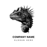 Steampunk iguana logo caracteristicas un estilizado, mecánico iguana con vapor accionado elementos, transporte un mezcla de naturaleza y tecnología vector