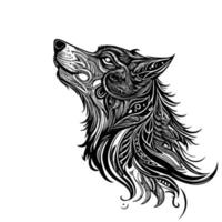 majestically howling wolf logo exudes strength, power and a wild spirit. Its fierce gaze and intricate details make it a captivating emblem vector