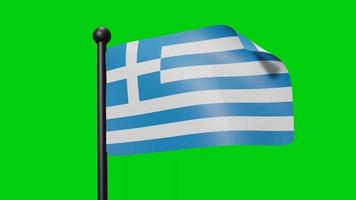 Animación ondeando la bandera nacional de Grecia en el viento en pantalla verde con mate de luminancia video