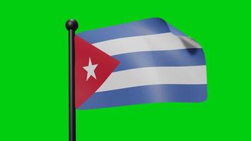 animation du drapeau de cuba agitant au vent sur un écran vert avec luma matte video