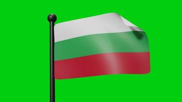 3d Flag Of  Bulgaria Waving In The Wind on Green Screen With Luma Matte video