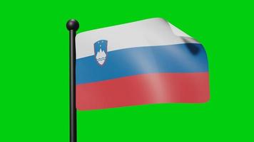 Slovenia Flag Waving in Slow Motion on the green background. 3D Render Flag. National Day Celebration video