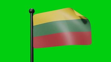 Lithuania Flag Waving in Slow Motion on the green background. 3D Render Flag. National Day Celebration video