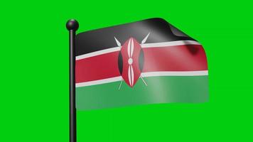 drapeau du kenya agitant au ralenti sur le fond vert. Drapeau de rendu 3D. célébration de la fête nationale video