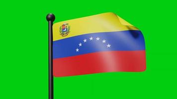 Venezuela vlag golvend in langzaam beweging Aan de groen achtergrond. 3d geven vlag. nationaal dag viering video