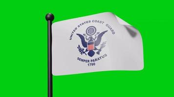 US Coast Guard Flag Waving in Slow Motion on the green background. 3D Render Flag. National Day Celebration video