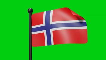 drapeau norvège agitant au ralenti sur le fond vert. Drapeau de rendu 3D. célébration de la fête nationale video