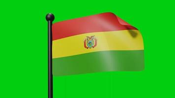 3D-Flagge Boliviens weht im Wind auf grünem Bildschirm mit Luma-Matte video