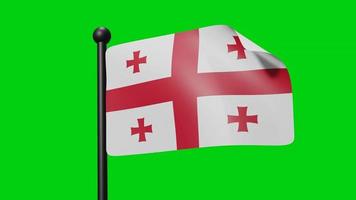 Georgia National Flag Waving Animation In The Wind on Green Screen With Luma Matte video