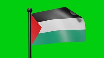 Palestina Flag Waving in Slow Motion on the green background. 3D Render Flag. National Day Celebration video