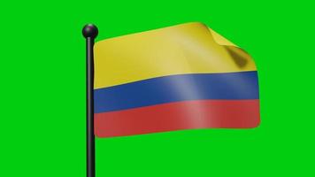 bandeira da colômbia balançando ao vento na tela verde com luma matte