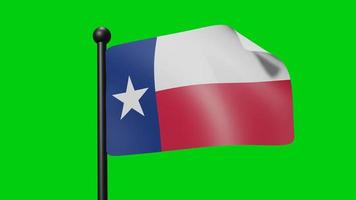 bandera de Texas ondeando en cámara lenta sobre el fondo verde. bandera de renderizado 3d. celebración del día nacional video