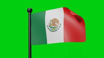 bandera de México ondeando en cámara lenta sobre el fondo verde. bandera de renderizado 3d. celebración del día nacional video