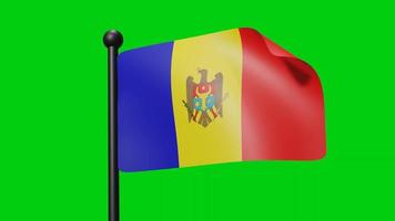 Moldova Flag Waving in Slow Motion on the green background. 3D Render Flag. National Day Celebration video