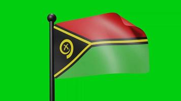 Vanuatu Flag Waving in Slow Motion on the green background. 3D Render Flag. National Day Celebration video