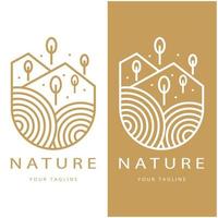 Nature vector logo. with trees, rivers, seas, mountains, business emblems, travel badges, ,ecological health